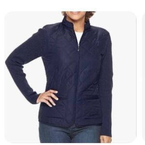 Coft & Barrow navy blue quilted jacket with knit sleeves